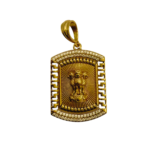 Xavi Ashoka Lion Capital Gold Pendant – Heritage-Inspired Stone Studded Design