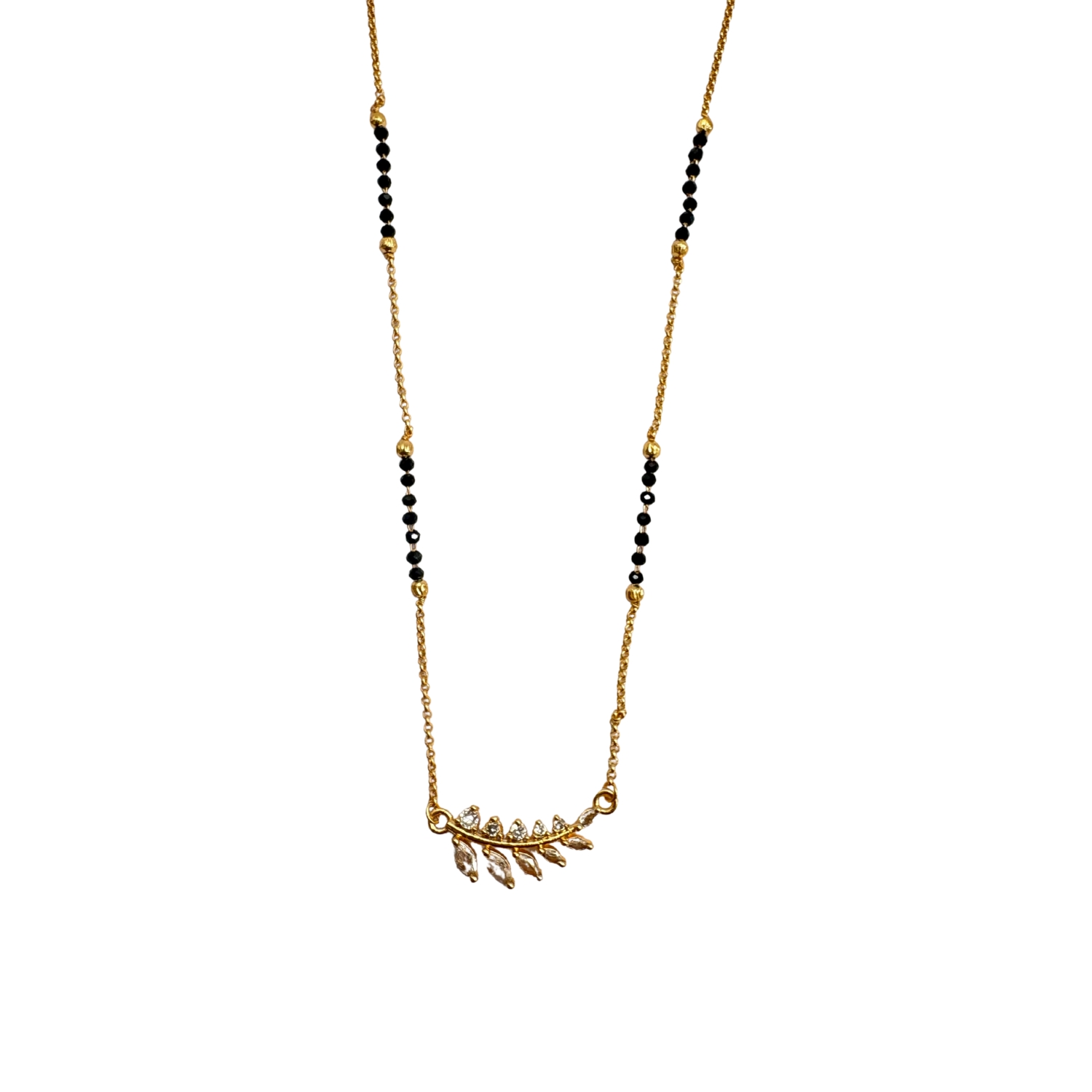 11 Xavi Jewellery Gold-Tone Mangalsutra Necklace – Minimal Leaf Charm Design - Image 1