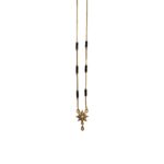 Xavi Jewellery Gold-Tone Floral Mangalsutra – Classic Black Bead Minimal Design