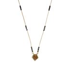 Xavi Jewellery Gold-Tone Geometric Mangalsutra – Minimal Black Bead Pendant Design
