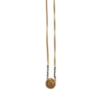 Xavi Jewellery Gold-Tone Circular Mangalsutra – Minimal Black Bead Pendant Design