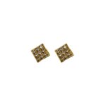 Xavi Jewellery Gold-Tone Crystal Square Stud Earrings – Classic Sparkle Design