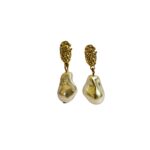 Xavi Jewellery Baroque Pearl Drop Earrings – Textured Gold Statement Design