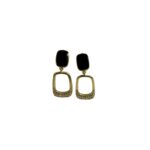 Xavi Jewellery Black & Gold Geometric Drop Earrings – Modern Elegance