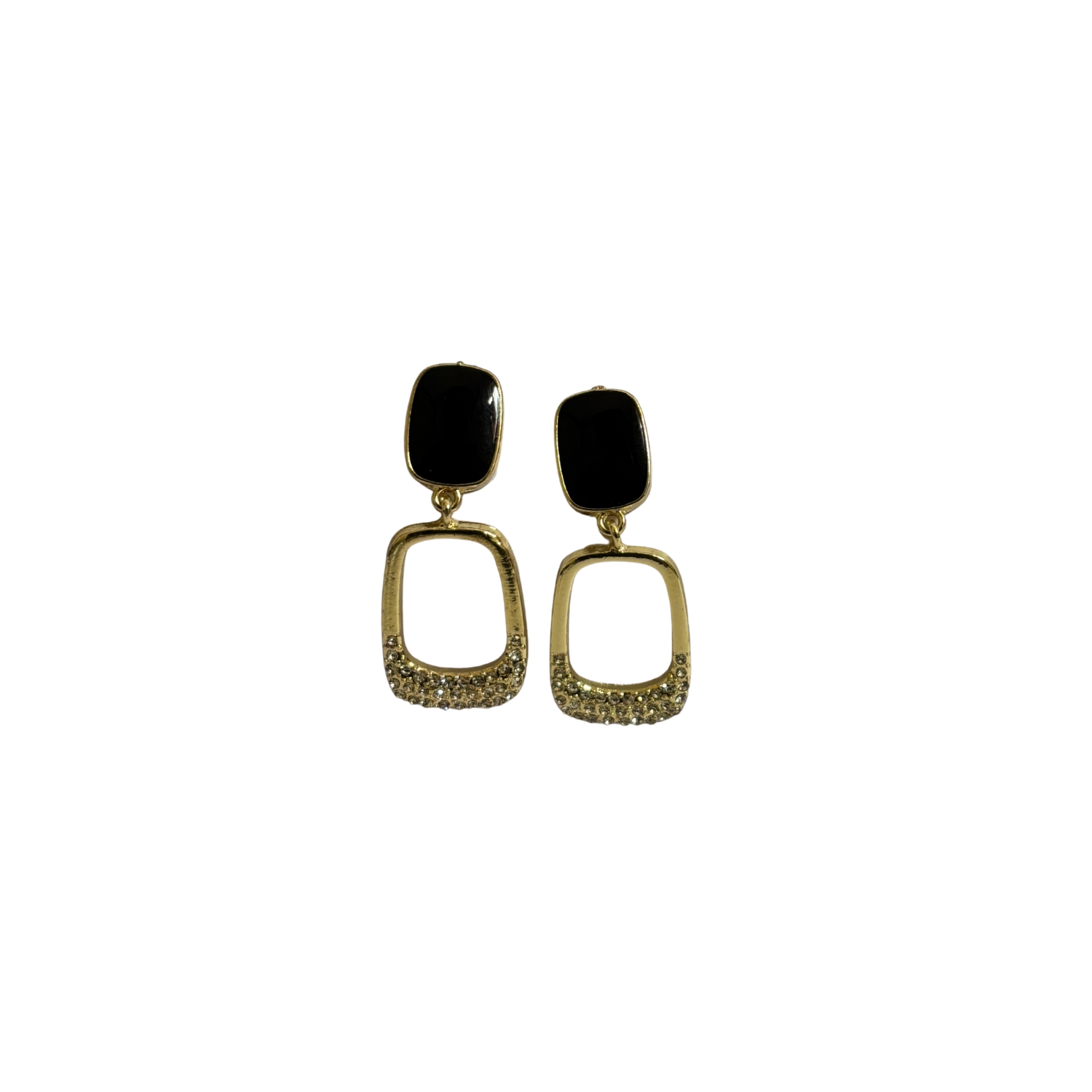 30 Xavi Jewellery Black & Gold Geometric Drop Earrings – Modern Elegance - Image 1