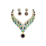 Xavi Jewellery Multicolor Gemstone Statement Necklace Set – Luxury Couture Collection
