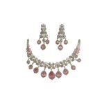 Xavi Jewellery Rose Quartz Drop Necklace Set – Elegant Handcrafted Statement Design
