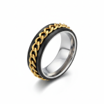 Xavi Bold Fusion Chain Ring – Black & Gold Statement Band