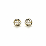 Xavi Elegant Pearl Swirl Stud Earrings – Gold Finish with Crystal Detailing