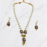 Pearl & Black Ethnic Motif Necklace Set