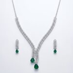 Premium Marquise Cut AD & Emerald Teardrop Necklace Set