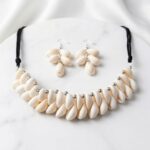 Boho White Shell Collar Necklace and Earrings