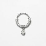 AD Studded Silver Hoop with Teardrop Charm