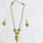 Pearl & Pastel Green Ethnic Motif Necklace Set