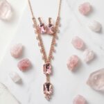 Rose Gold & Blush Pink Crystal Y-Drop Necklace Set
