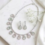 Silver-Tone Pastel Drop Crystal Necklace Set