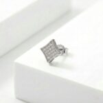 Rhodium Plated Geometric CZ Stud