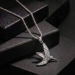 Silver-Tone Engraved Hummingbird Pendant