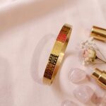 Engraved Geometric Flat Gold Bracelet