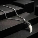 Antiqued Silver Eagle Head & Faux Fang Pendant