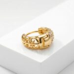 Men's Gold-Tone Pave Huggie Hoop Earring