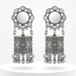 Oxidised Mirror Sunburst Drum Jhumkas