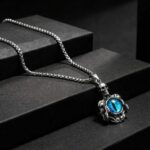 Antiqued Silver Skeleton Dragon Eye Pendant