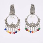 Oxidised Multicolour Bead Chandbali Earrings