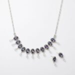 Silver-Tone Mystic Amethyst Halo Necklace Set