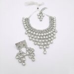 Rhodium Finish White Polki Statement Set