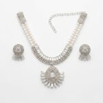 Double Strand Pearl & Baguette Crystal Choker Set