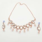 Oval Halo Rhinestone Drop Necklace and Earrings