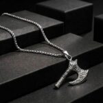 Antiqued Silver Hammered Axe Pendant