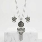 Antique Silver-Tone Layered Pendant & Earring Set