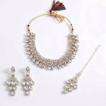 Silver-Tone Clear Kundan Choker Bridal Set