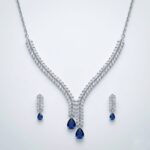 Premium Marquise Cut AD & Blue Teardrop Necklace Set
