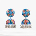 Oxidised Blue Koi Fish Enamel Jhumka