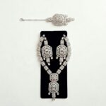 Silver-Tone Geometric Kundan 3-Piece Set