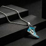 Silver-Tone Light Blue High-Top Sneaker Pendant