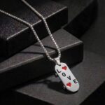 Silver-Tone Love Skateboard Pendant