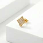 Gold-Tone CZ Geometric Earring for Men