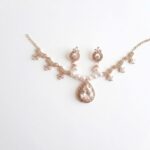 Rose Gold Pearl & Crystal Teardrop Necklace Set