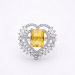 Premium Yellow Emerald-Cut & AD Heart Statement Ring
