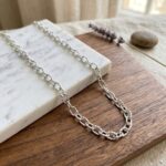 Silver-Tone Hammered Oval Link Chain
