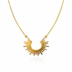Tarnish-Free Half Sun Pendant Necklace